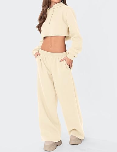 LOMON Wide Leg Sweatpants Women Fleece Sweat Pants Fall Spring Clothes 2026 Teen Girl Baggy Jogger Sweatpant with Pockets
