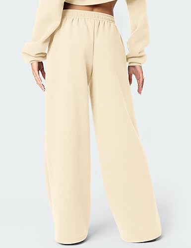 LOMON Wide Leg Sweatpants Women Fleece Sweat Pants Fall Spring Clothes 2026 Teen Girl Baggy Jogger Sweatpant with Pockets