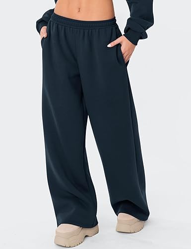 LOMON Wide Leg Sweatpants Women Fleece Sweat Pants Fall Spring Clothes 2026 Teen Girl Baggy Jogger Sweatpant with Pockets