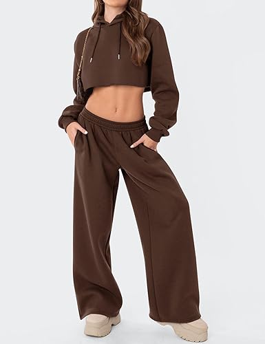LOMON Wide Leg Sweatpants Women Fleece Sweat Pants Fall Spring Clothes 2026 Teen Girl Baggy Jogger Sweatpant with Pockets