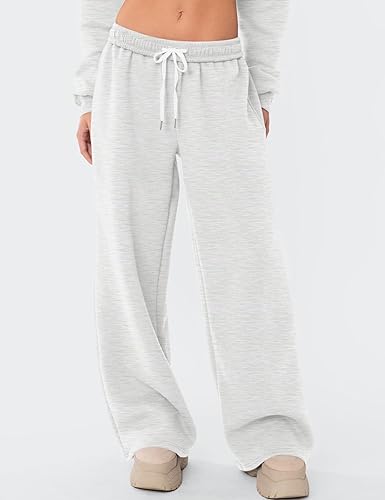 LOMON Wide Leg Sweatpants Women Fleece Sweat Pants Fall Spring Clothes 2026 Teen Girl Baggy Jogger Sweatpant with Pockets