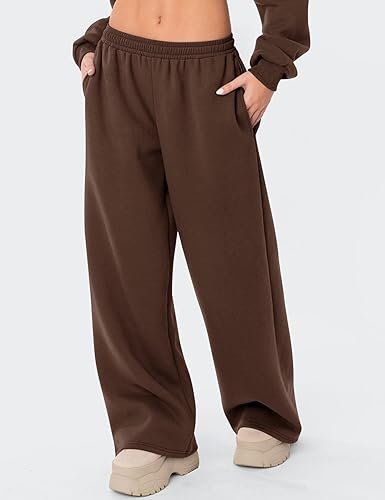 LOMON Wide Leg Sweatpants Women Fleece Sweat Pants Fall Spring Clothes 2026 Teen Girl Baggy Jogger Sweatpant with Pockets