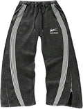 GORGLITTER Men's Baggy Wide Leg Sweatpants Y2K Striped Side Drawstring Waist Barrel Track Pants with Pockets