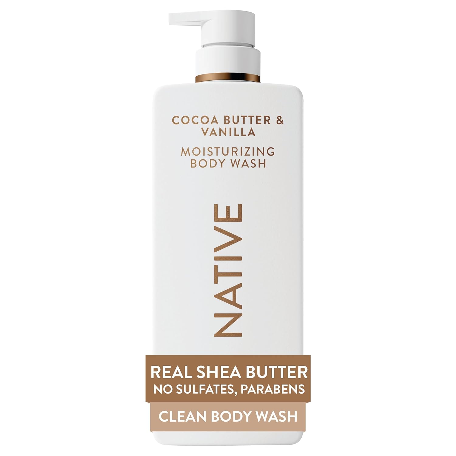 Native Moisturizing Body Wash, Cocoa Butter & Vanilla, 24-Hour Hydration for Dry Skin, Made with Real Shea Butter, Sulfate & Paraben Free, 22 oz