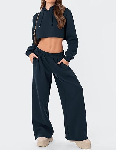 LOMON Wide Leg Sweatpants Women Fleece Sweat Pants Fall Spring Clothes 2026 Teen Girl Baggy Jogger Sweatpant with Pockets