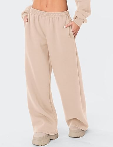 LOMON Wide Leg Sweatpants Women Fleece Sweat Pants Fall Spring Clothes 2026 Teen Girl Baggy Jogger Sweatpant with Pockets