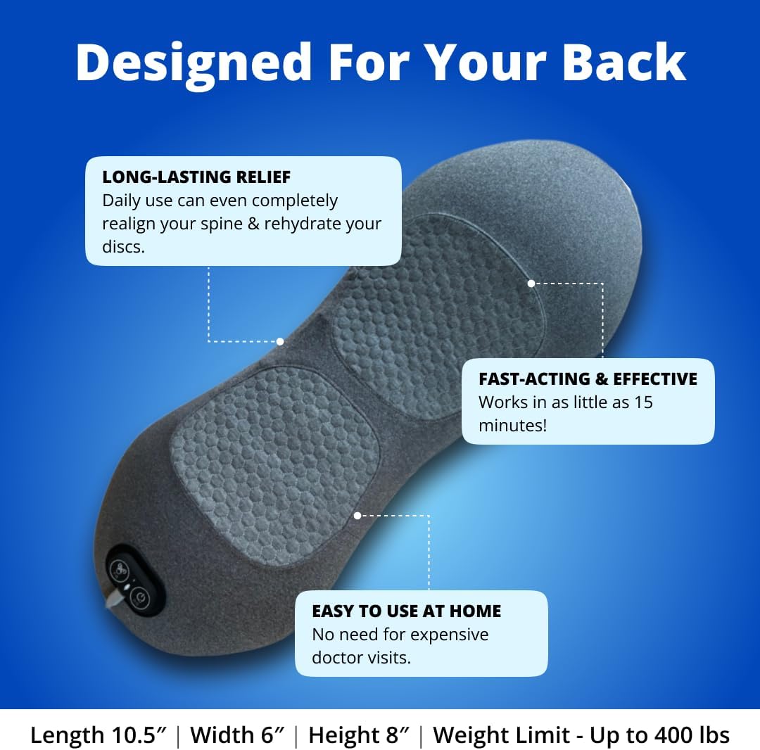 SmoothSpine Triple Fusion Back Massager - The Official Smooth Spine Massager with Heat - Design to Support Lower Back Comfort, Relaxation Device for Home Use (Triple Fusion Back Massager)