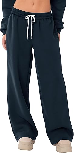 LOMON Wide Leg Sweatpants Women Fleece Sweat Pants Fall Spring Clothes 2026 Teen Girl Baggy Jogger Sweatpant with Pockets