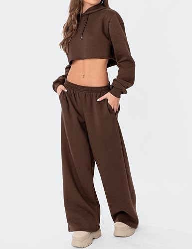LOMON Wide Leg Sweatpants Women Fleece Sweat Pants Fall Spring Clothes 2026 Teen Girl Baggy Jogger Sweatpant with Pockets