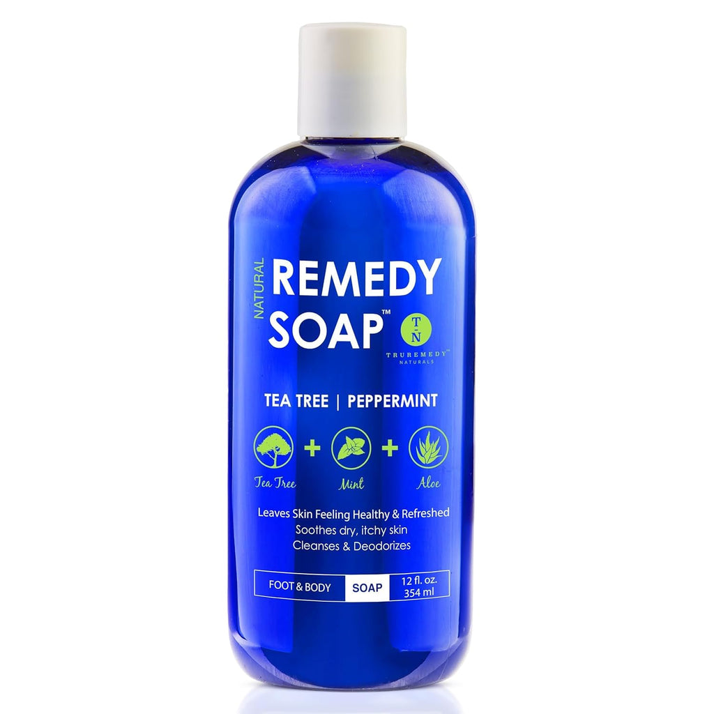 Truremedy Naturals 12 oz Tea Tree Oil Body Wash - Invigorating Tea Tree Soap with Peppermint, Aloe, Eucalyptus, Coconut and Olive Oil - Refreshing Body Wash for Men and Women - Shower Gel Cleanser
