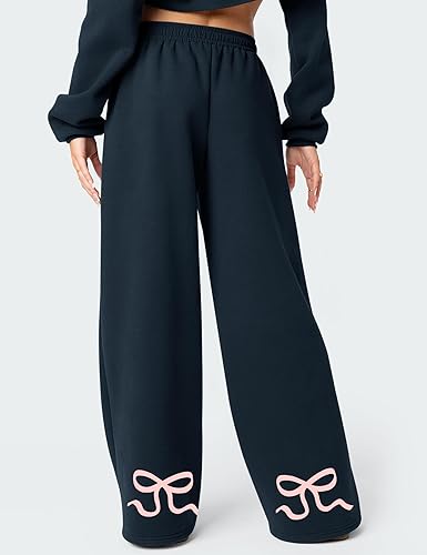 LOMON Wide Leg Sweatpants Women Fleece Sweat Pants Fall Spring Clothes 2026 Teen Girl Baggy Jogger Sweatpant with Pockets