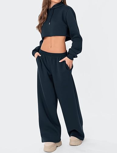 LOMON Wide Leg Sweatpants Women Fleece Sweat Pants Fall Spring Clothes 2026 Teen Girl Baggy Jogger Sweatpant with Pockets