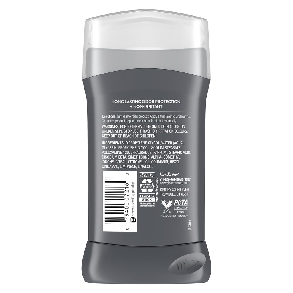 DOVE MEN + CARE Deodorant Stick for Men Clean Comfort 4 Count Aluminum Free 72-Hour Odor Protection Mens Deodorant with 1/4 Moisturizing Cream 3 oz (Pack of 4)
