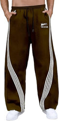 GORGLITTER Men's Baggy Wide Leg Sweatpants Y2K Striped Side Drawstring Waist Barrel Track Pants with Pockets