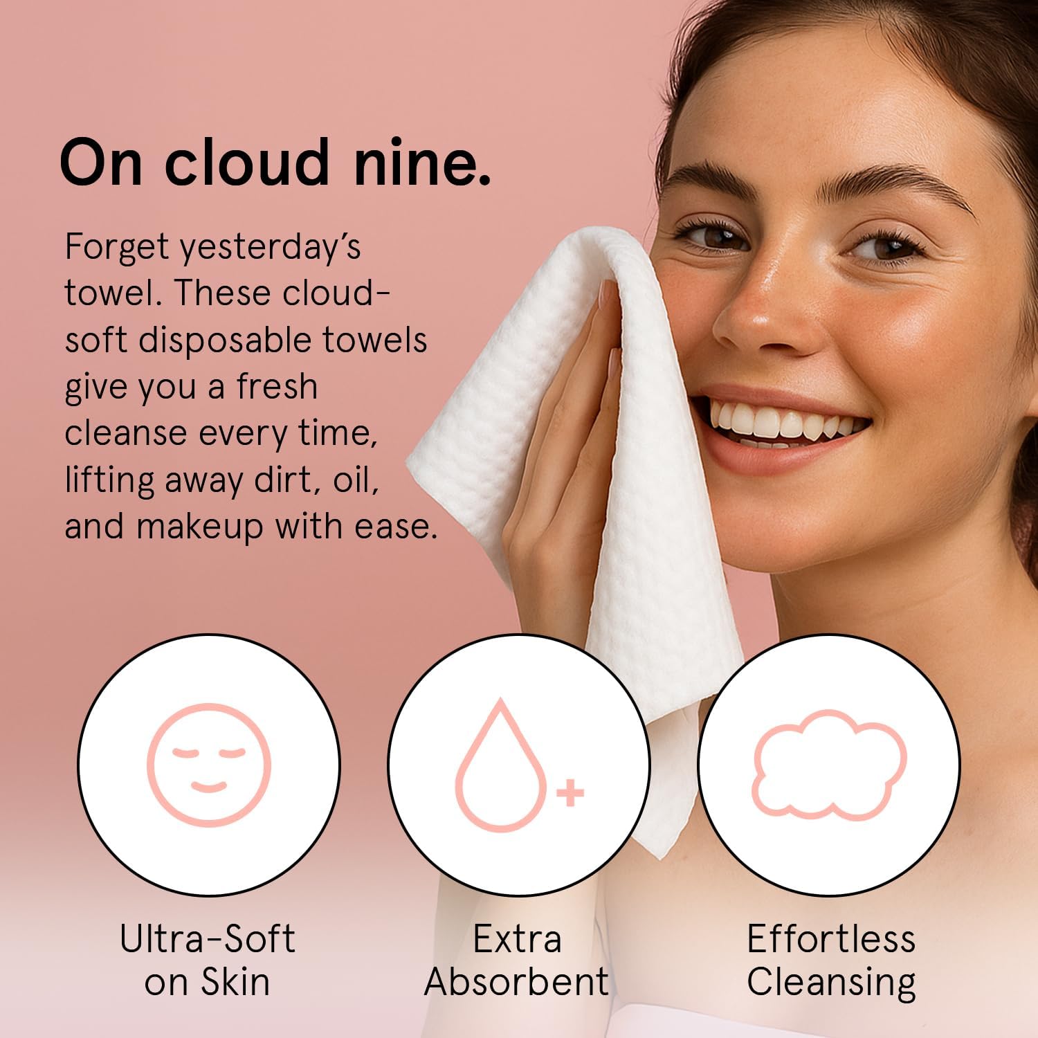 grace & stella Face Towels Disposable - Travel Essentials - Ultra-Soft & Absorbent Face Wipes Towelettes - XL Facial Towels for Cleansing & Makeup Removal - Lint-Free Facial Tissue - Vegan (60 Count)