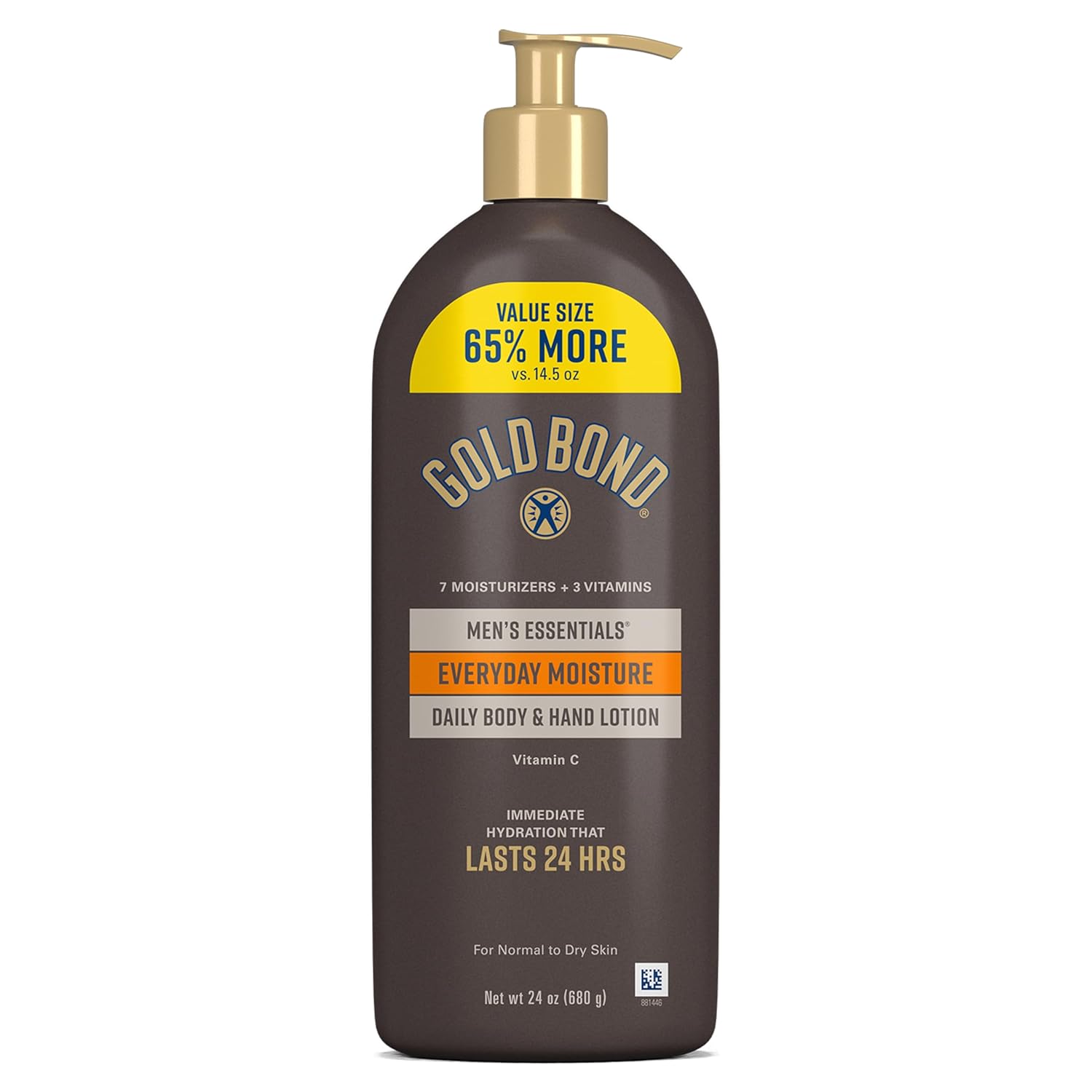 Gold Bond Men's Essentials Everyday Moisture Daily Body & Hand Lotion With Vitamin C, Hydrating Lotion Formulated for Men's Dry Skin, Value Size, 24 oz.