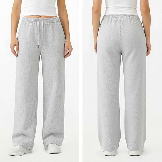 Common Stitch 3 Pack Wide Leg Fleece Lounge Sweatpants for Women — Deep Pockets, Relaxed Fit, Elastic Drawstring Waist