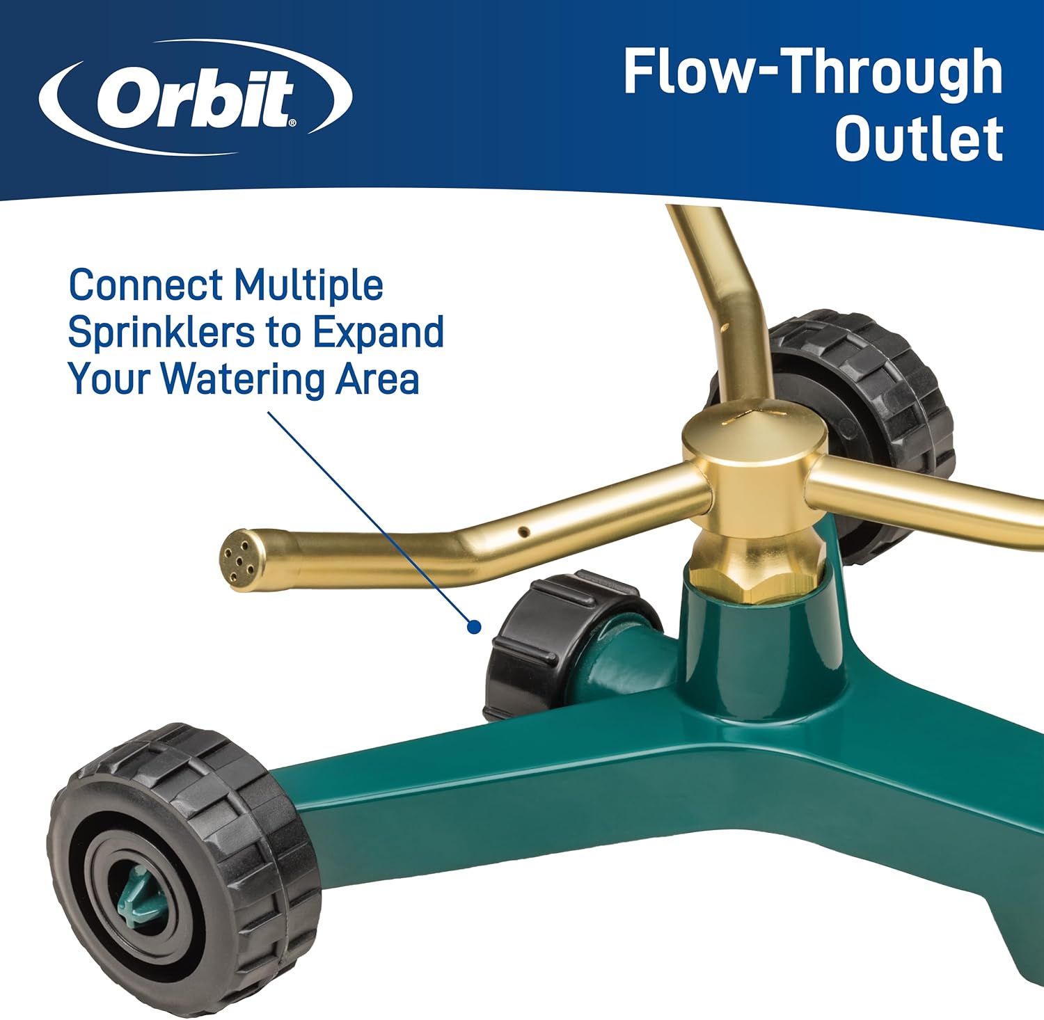Orbit 58257N Lawn and Garden 3-Arm Metal Sprinkler with Wheel Base