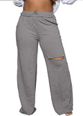 PINSV Wide Leg Pants for Women Drawstring Baggy Casual Sweatpants