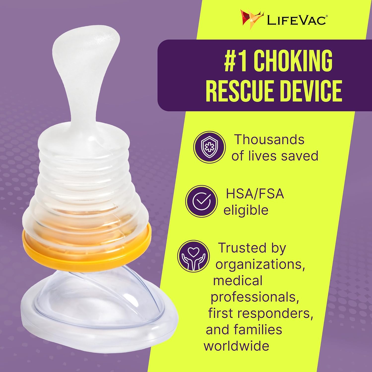 LifeVac Yellow Travel Kit 2 Pack - Portable Suction Rescue Device, First Aid Kit for Kids and Adults, Portable Airway Suction Device for Children and Adults