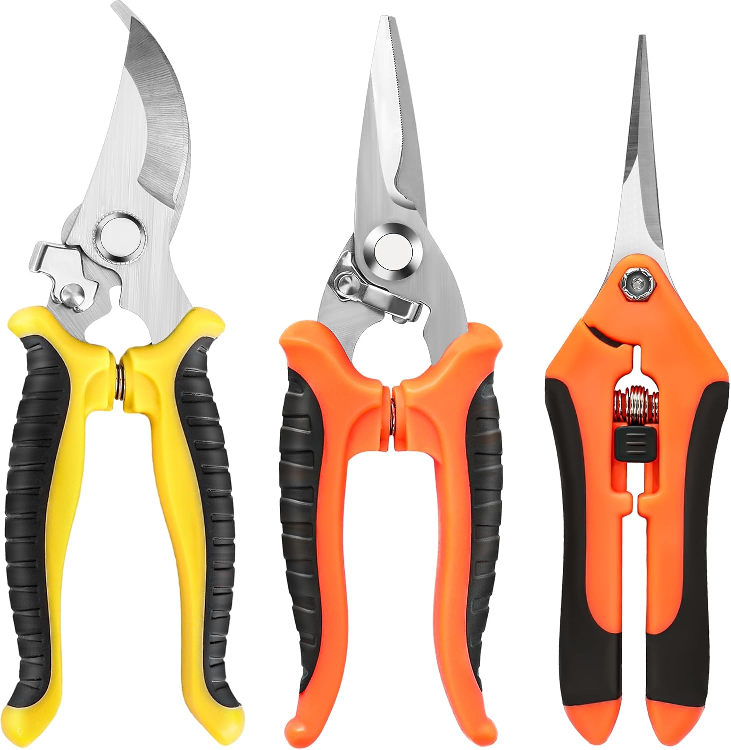 EWPJDK 3 Pack Garden Pruning Shears, Stainless Steel Shears, Gardening Shears, Scissors, Garden Clippers, Pruning Snips, Pruning Shears for Gardening Tools