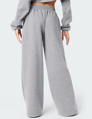 LOMON Wide Leg Sweatpants Women Fleece Sweat Pants Fall Spring Clothes 2026 Teen Girl Baggy Jogger Sweatpant with Pockets