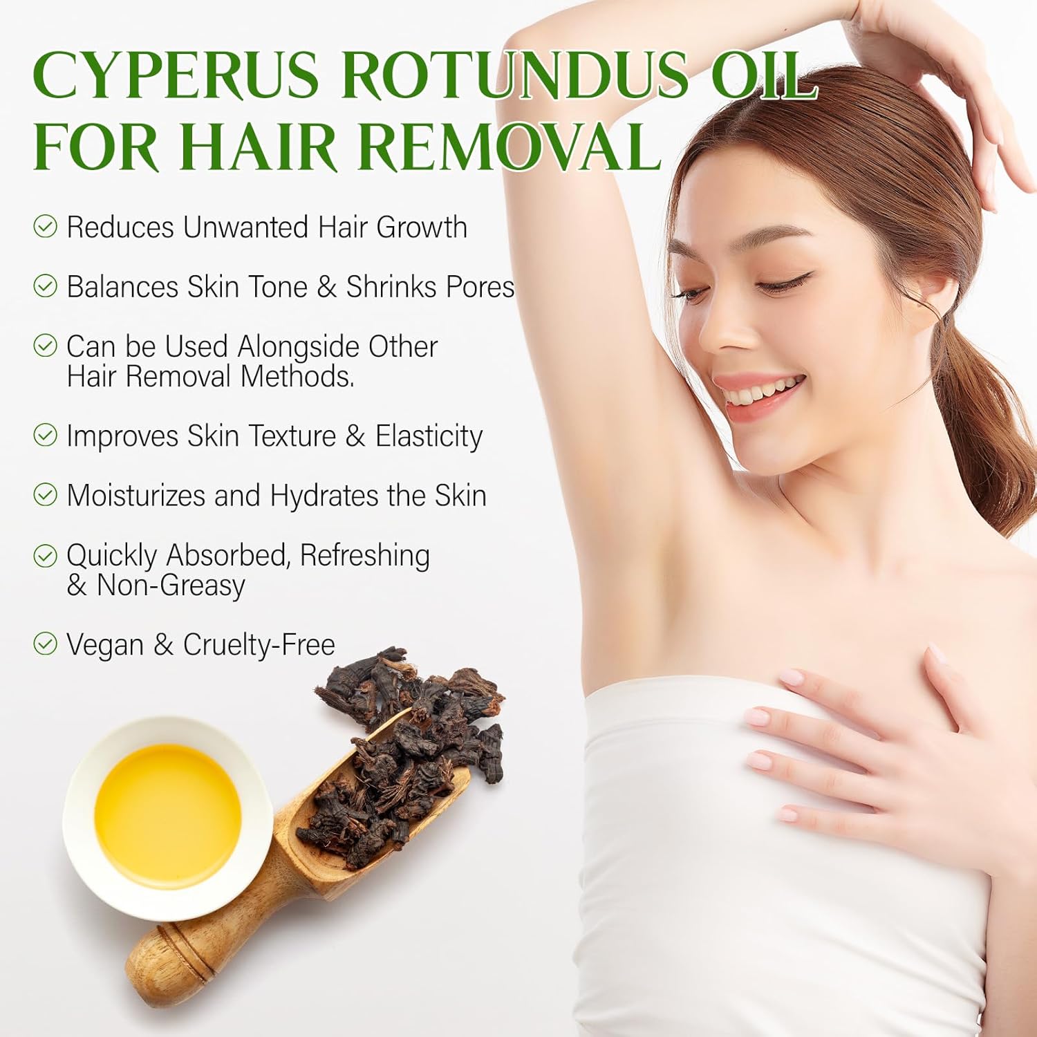 GOGIFTGO Cyperus Rotundus Oil,Cyperus Oil,Cyprus Rotundus Oil for Hair Removal,Cyperus Oil Natural, Soothing and gentle,Reducing Body Hair Growth,Smooth Skin & Hair Removal,60ml