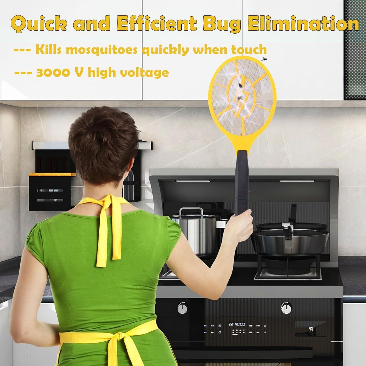 2 Pack Electric Fly Swatter, Bug Zapper Racket for Indoor Pest Control, Handheld Insect Killer Bat Battery Powered Electric Mosquito Swatter for Outdoor and Home