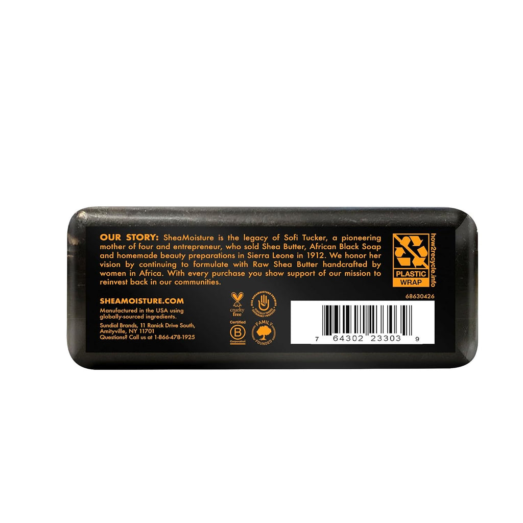 SheaMoisture Bar Soap for Troubled Skin African Black Soap Cleanser with Shea Butter 8 oz