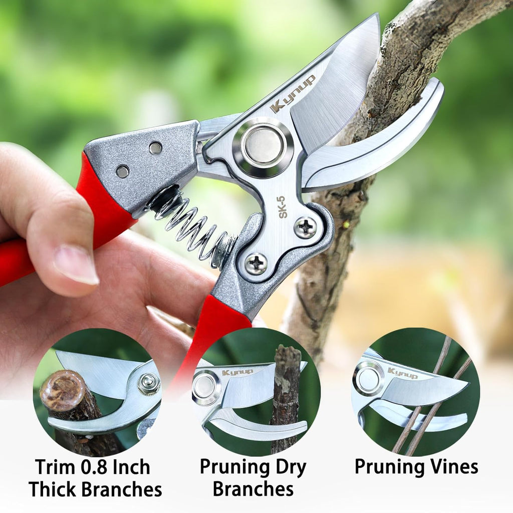 Kynup 8.6" Pruning Shears for Gardening, Garden Shears, Clippers, Garden Scissors, Pruners for Gardening, Heavy Duty Gardening Tools, Stainless Steel Pruners