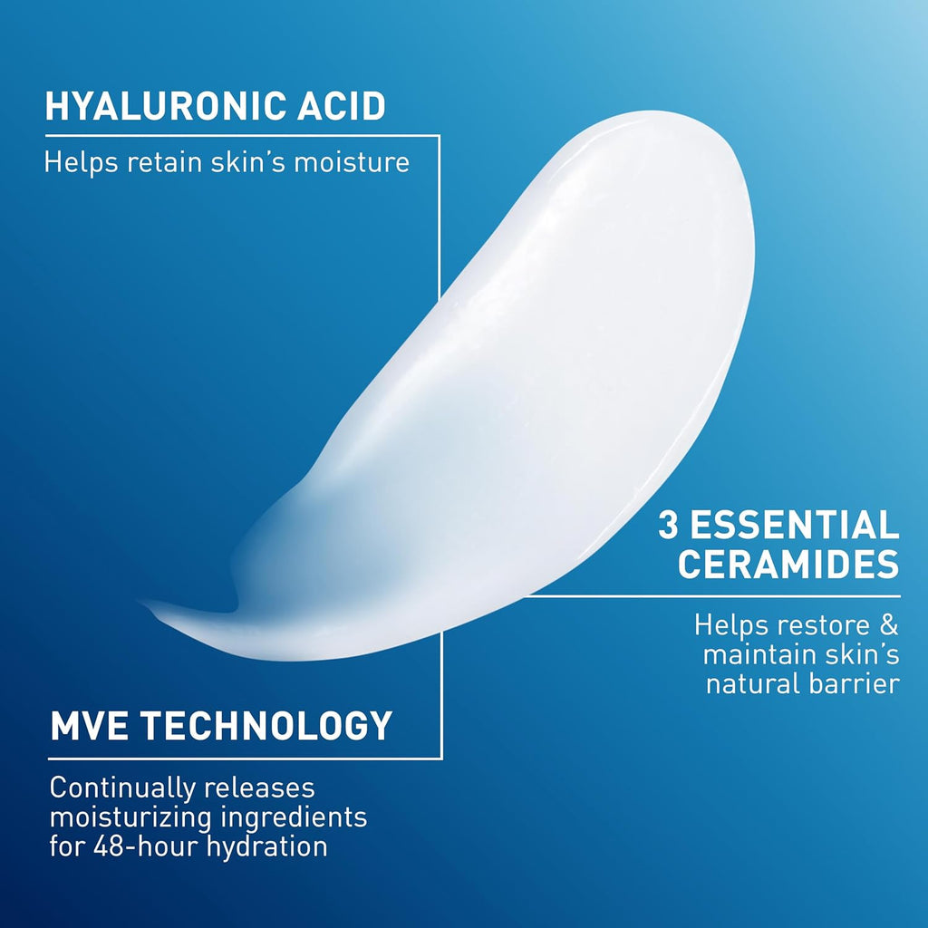 CeraVe Daily Moisturizing Lotion for Dry Skin, Body Lotion & Face Moisturizer with Hyaluronic Acid and Ceramides, Daily Moisturizer, Fragrance Free, Oil-Free, 19 Ounce