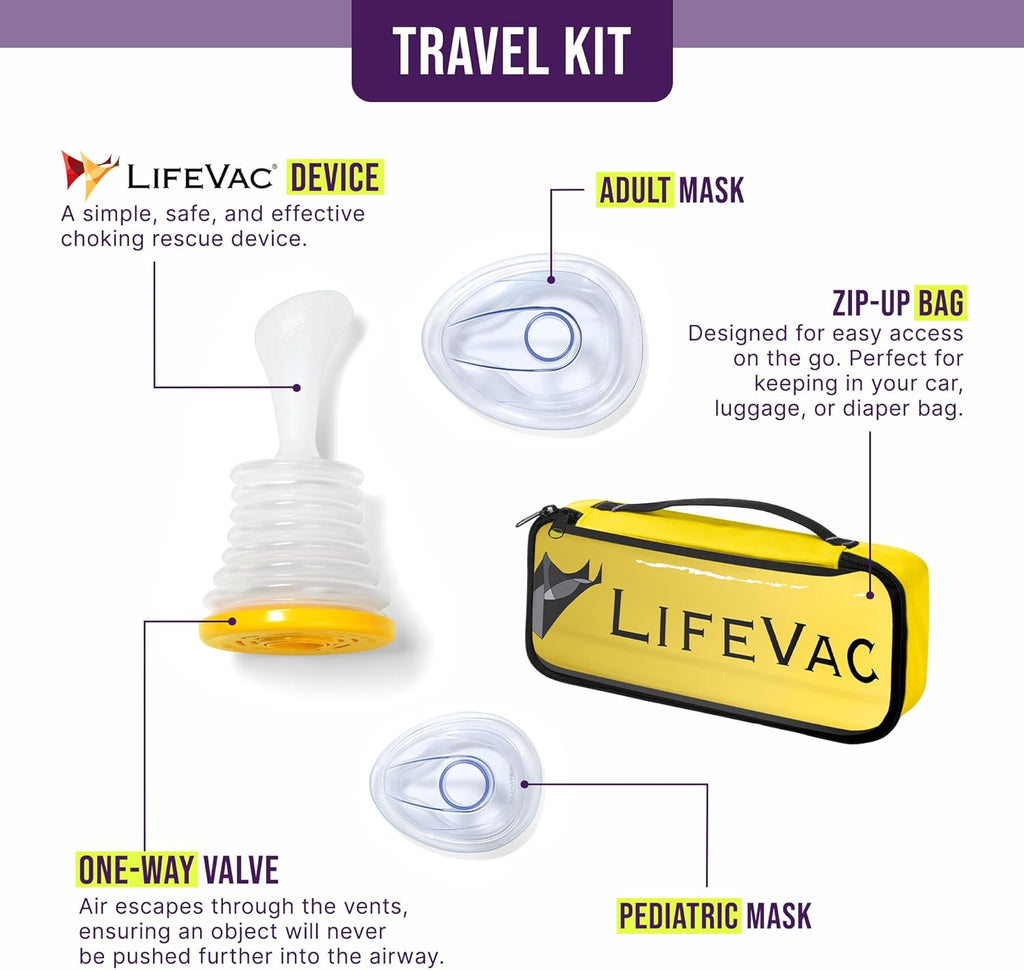 LifeVac Yellow Travel Kit 2 Pack - Portable Suction Rescue Device, First Aid Kit for Kids and Adults, Portable Airway Suction Device for Children and Adults