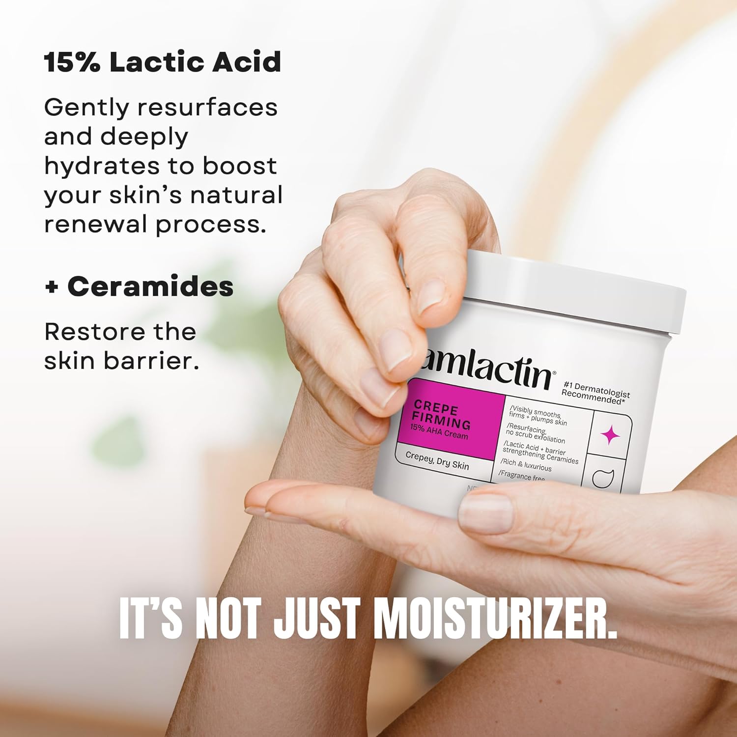 AmLactin Crepe Firming Cream - Therapeutic Skin Tightening Cream for Body – No-Scrub Exfoliator and Moisturizer, Skin Care with 15% Lactic Acid AHA, 12 oz (Packaging May Vary)