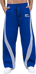 GORGLITTER Men's Baggy Wide Leg Sweatpants Y2K Striped Side Drawstring Waist Barrel Track Pants with Pockets