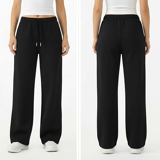 Common Stitch 3 Pack Wide Leg Fleece Lounge Sweatpants for Women — Deep Pockets, Relaxed Fit, Elastic Drawstring Waist