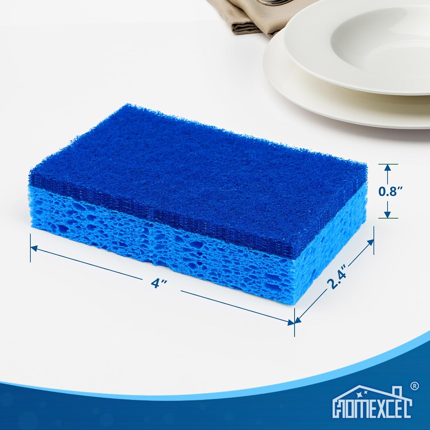HOMEXCEL Sponges Kitchen 24pcs, Non-Scratch Scrub Dish Sponge Safe on Non-Stick Cookware, Dual Sided Cleaning Sponges for Kitchen, Household, Bathroom and More