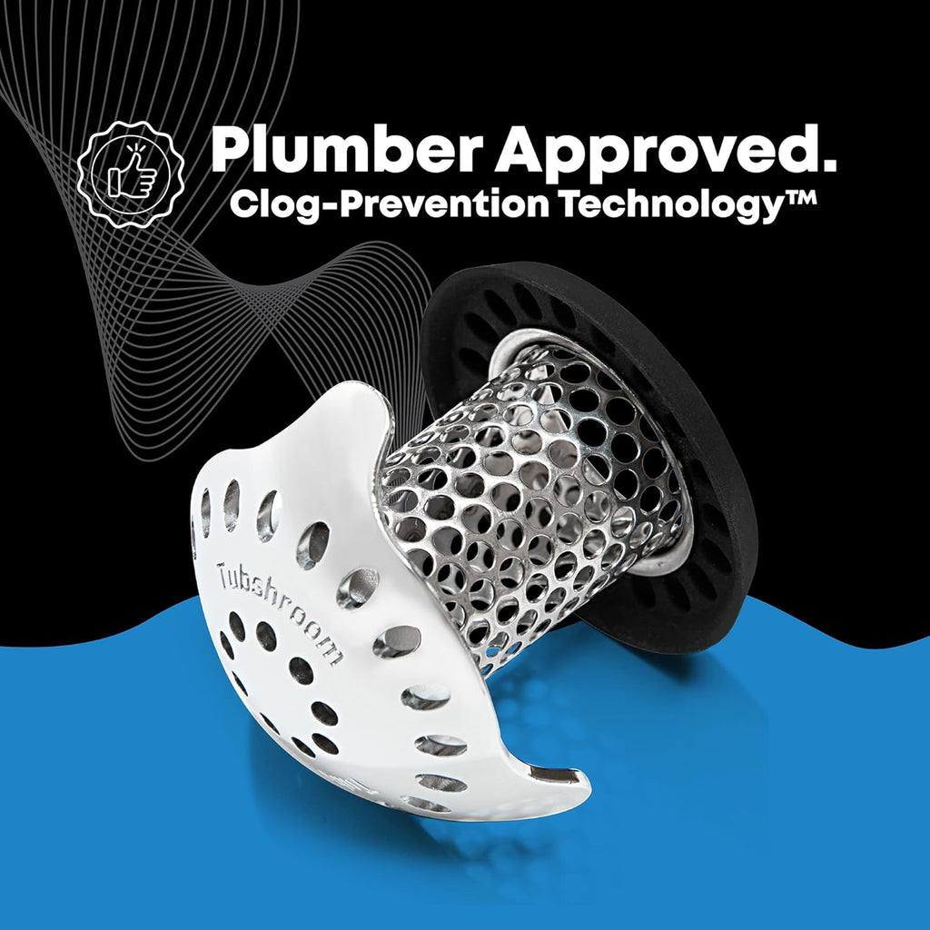 TubShroom Ultra Revolutionary Bath Tub Drain Protector Hair Catcher/Strainer/Snare, Stainless Steel, Stainless Combo