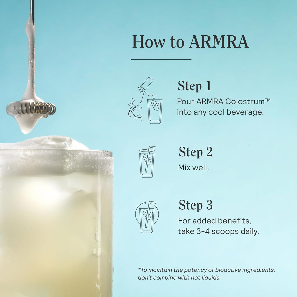 ARMRA Colostrum Powder | Unflavored | Gut Health & Bloating | Skin & Hair | Immunity | Keto, Gluten & Fat-Free | 120 Servings