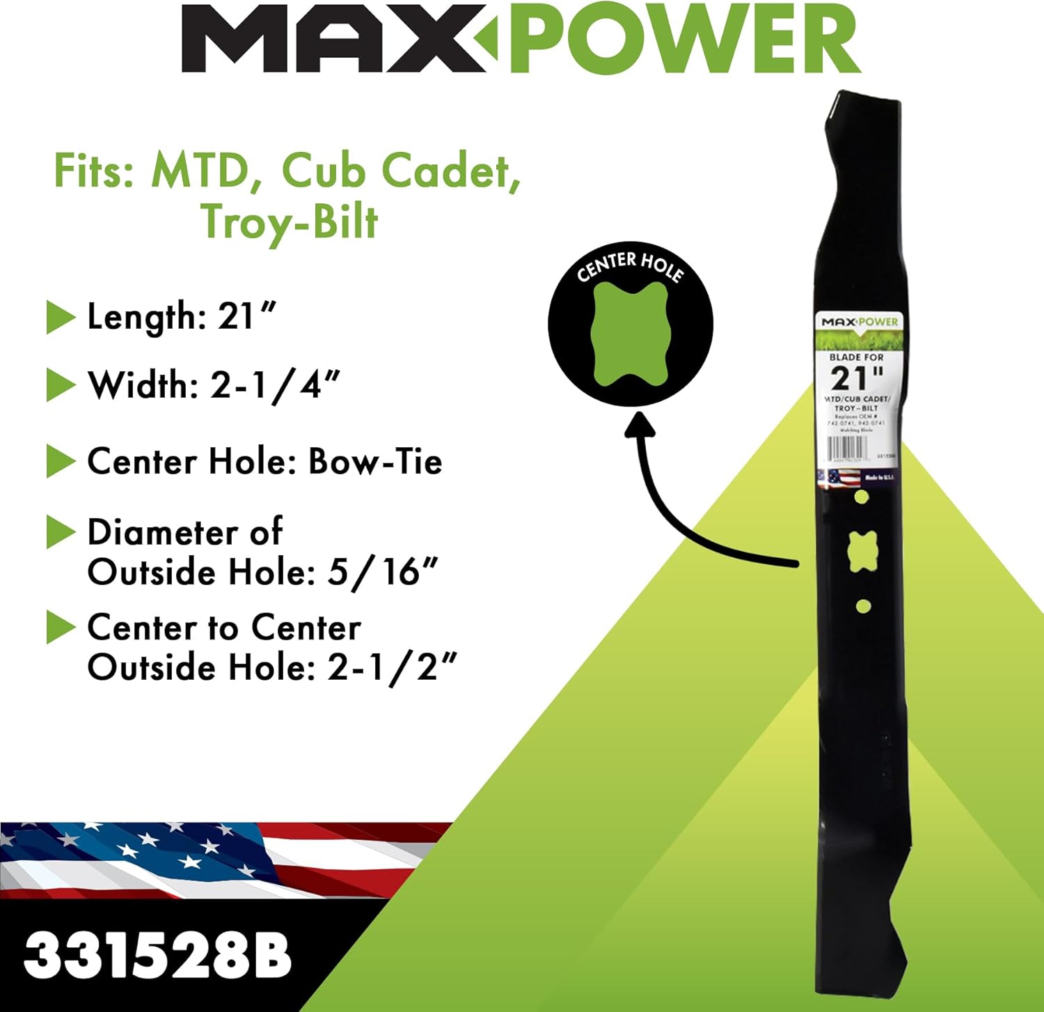 Maxpower 331528B Mulching Blade for some 21 Inch Cut MTD/Cub Cadet/Troy-Bilt Replaces 742-0741, 942-0741, CMXGZAM100067