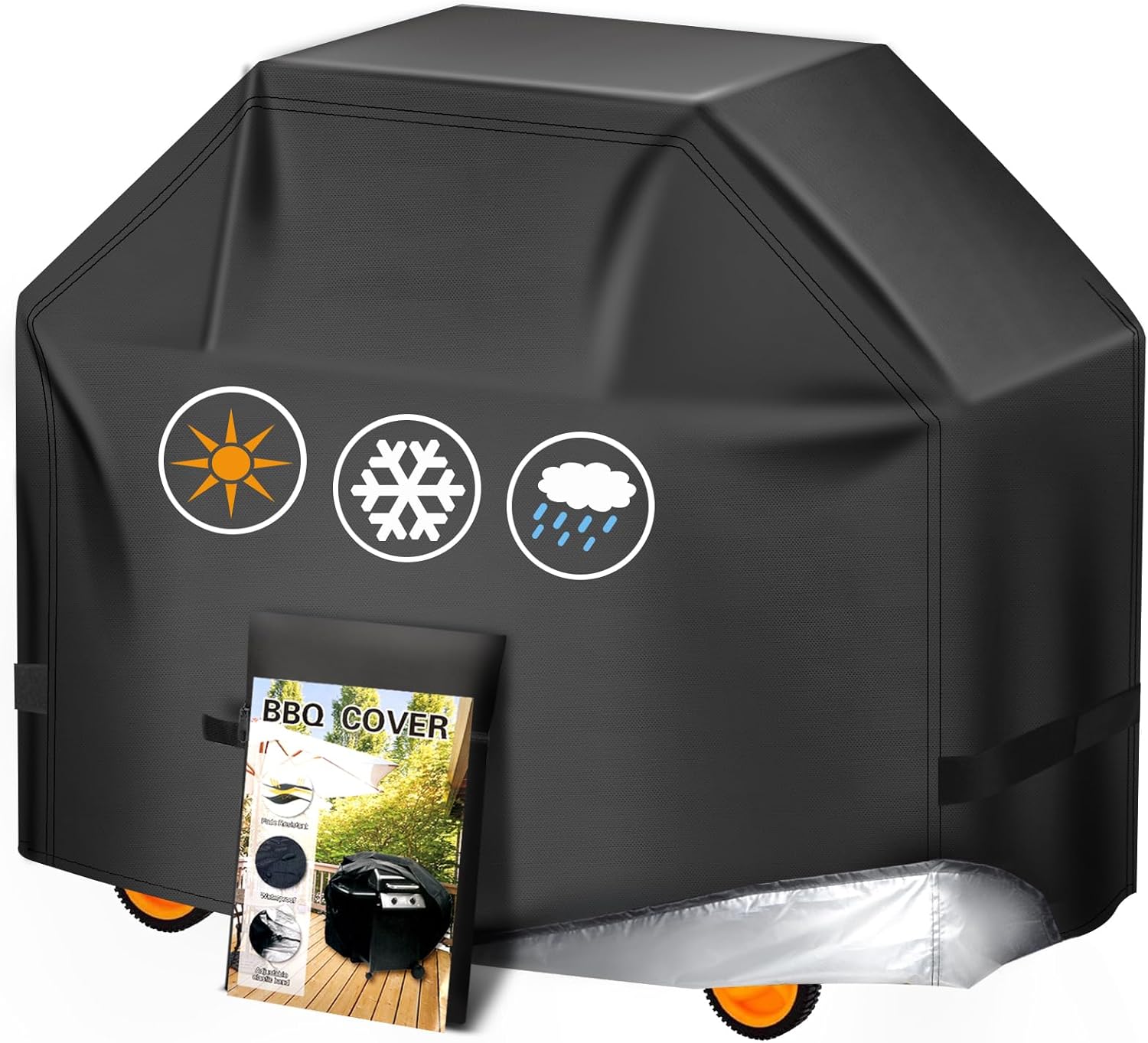 Aoretic Grill Cover, 58 inch BBQ Gas Grill Cover for Outdoor Grill, Charbroil Grill Cover Barbecue Waterproof, Anti-UV for Weber Char-Broil Monument, Dyna-glo Nexgrill Spun Polyester