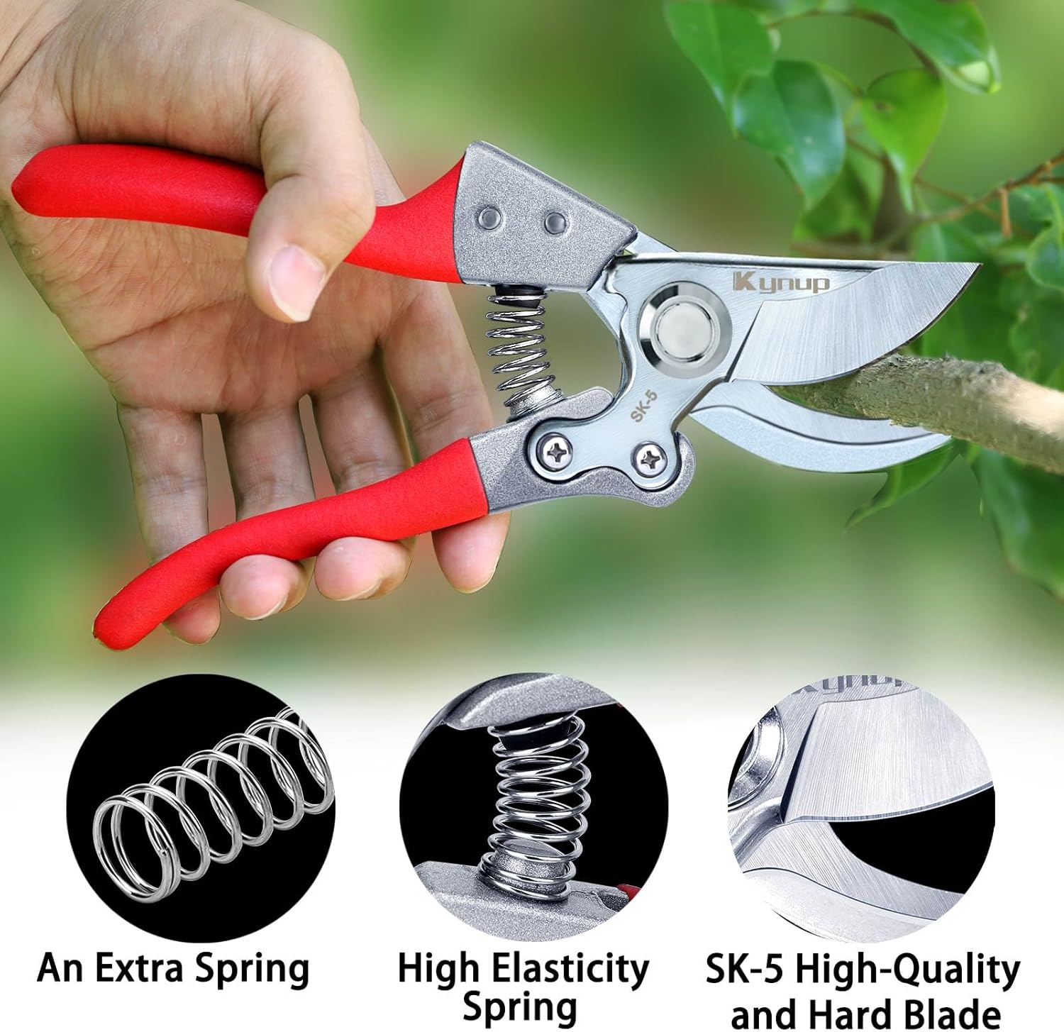 Kynup 8.6" Pruning Shears for Gardening, Garden Shears, Clippers, Garden Scissors, Pruners for Gardening, Heavy Duty Gardening Tools, Stainless Steel Pruners