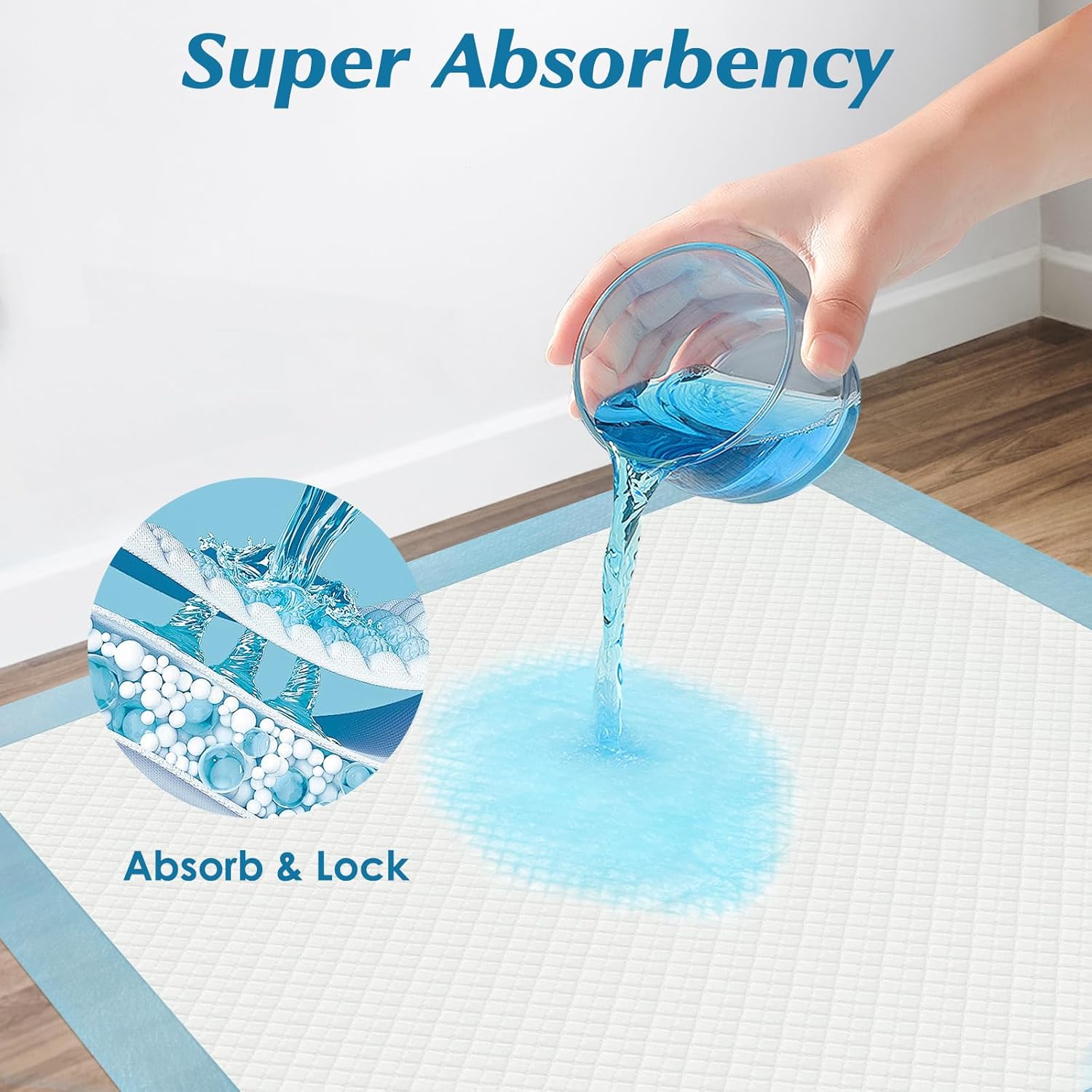 Wowflash Super Absorbency Disposable Leakproof Underpads with Quick Drying for Baby, Adults, Puppy, Dog Bed Pee Pads, Extra Large, XXL Incontinence Pads, 30” x 36”, 50 Count