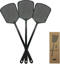 MUTOOZ Fly Swatter Multi-pacl Manual, Flexible & Heavy Duty Fly Swatters Thick Handle, Black 3 Pack
