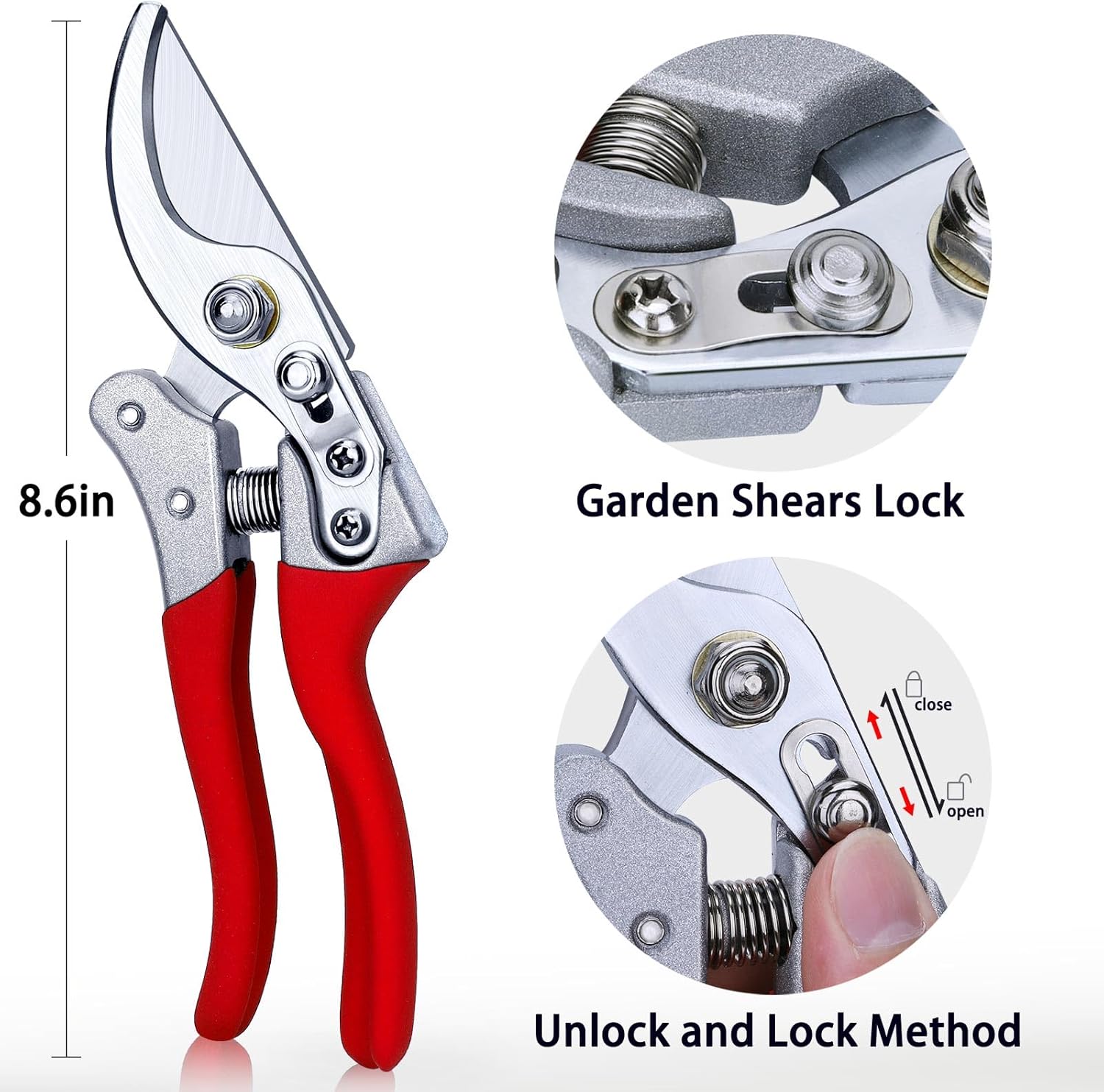 Kynup 8.6" Pruning Shears for Gardening, Garden Shears, Clippers, Garden Scissors, Pruners for Gardening, Heavy Duty Gardening Tools, Stainless Steel Pruners