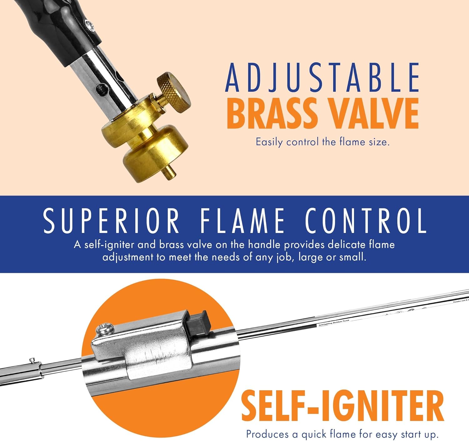 Flame King YSNPQ810CGA Propane Torch Weed Burner with Integrated Lighter, Silver