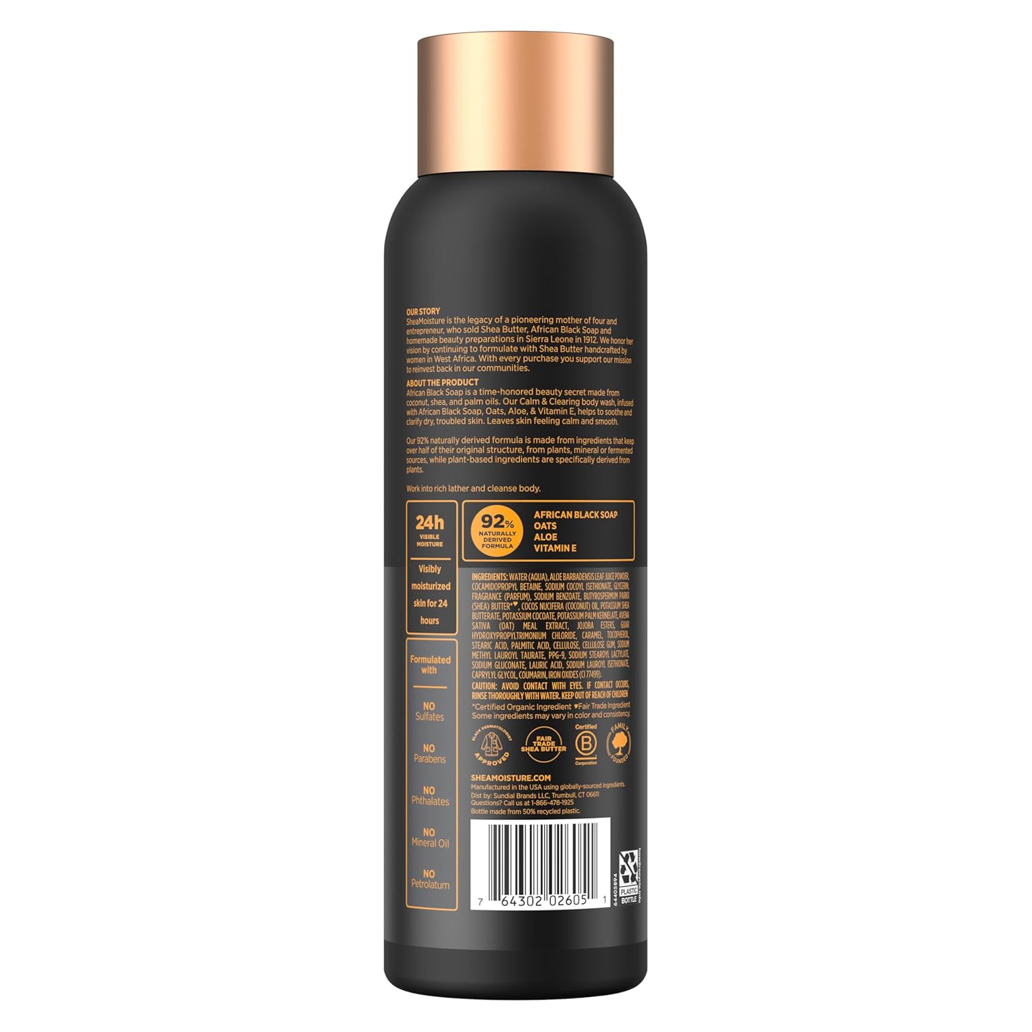 SheaMoisture African Black Soap Body Wash Calm and clearing body wash for 24H Visible Moisture for Healthy, Glowing 18 Oz