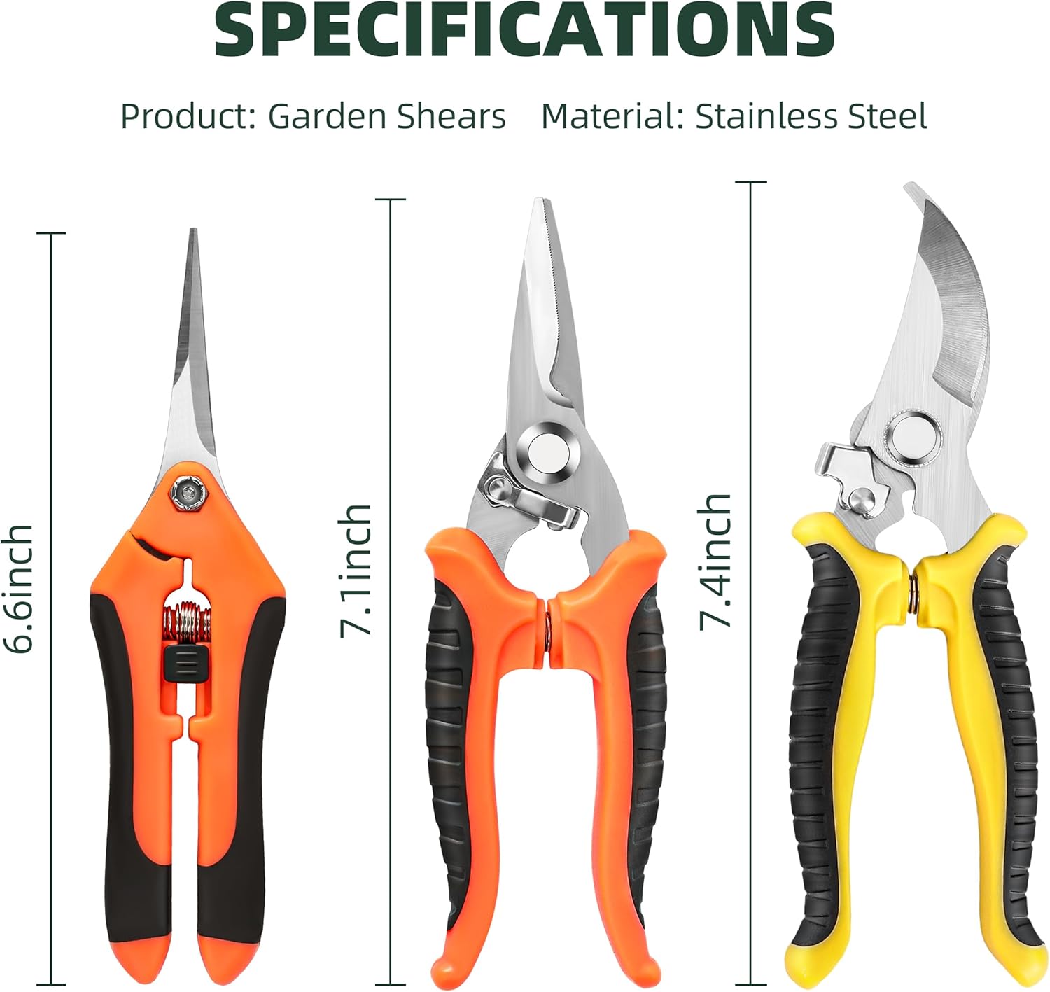 EWPJDK 3 Pack Garden Pruning Shears, Stainless Steel Shears, Gardening Shears, Scissors, Garden Clippers, Pruning Snips, Pruning Shears for Gardening Tools