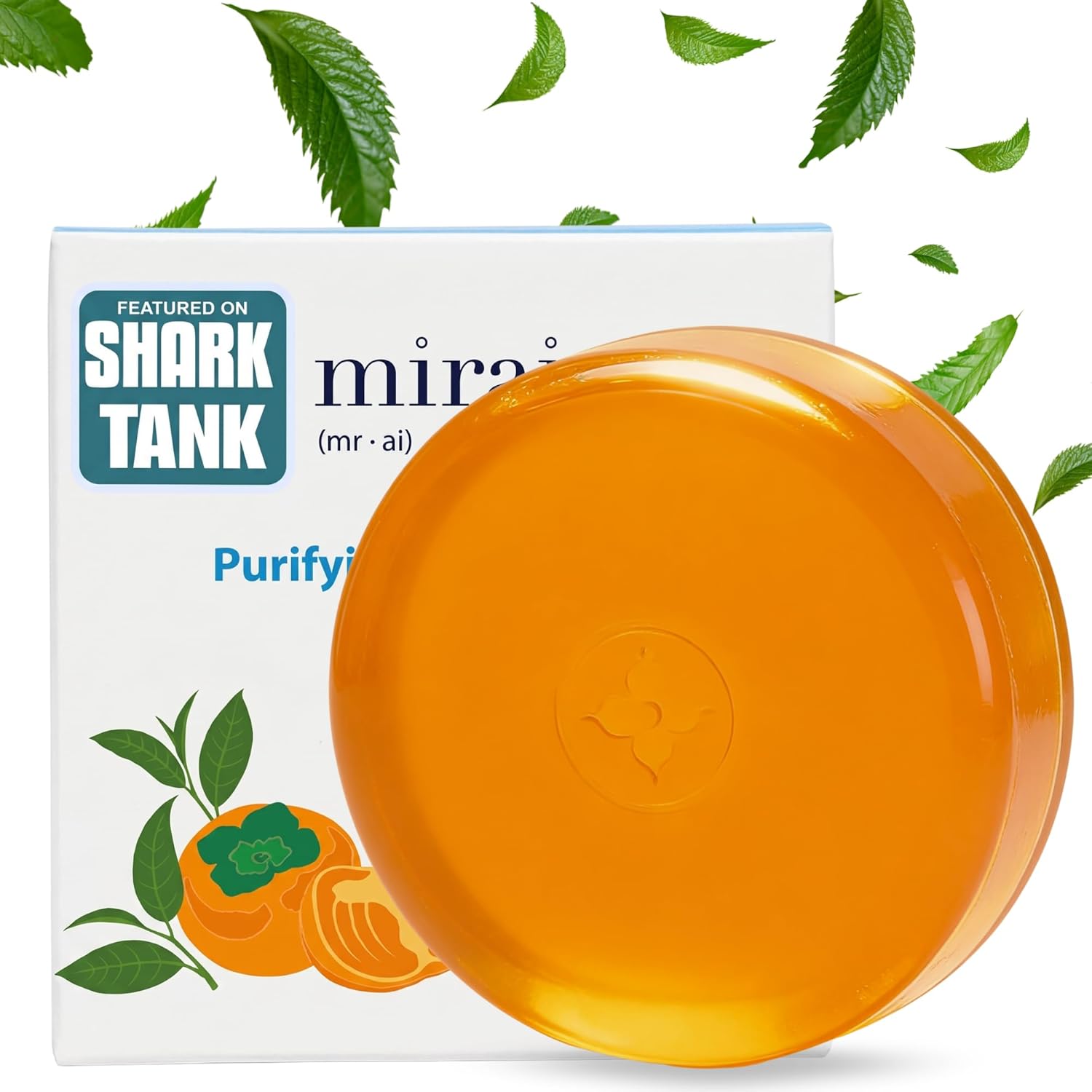 Mirai Clinical Persimmon Soap Bar for Old People Smell - Nonenal® Solution - Japanese Persimmon and Green Tea Extract - For Men and Women - Gentle on All Skin Types - Natural Body Odor Soap
