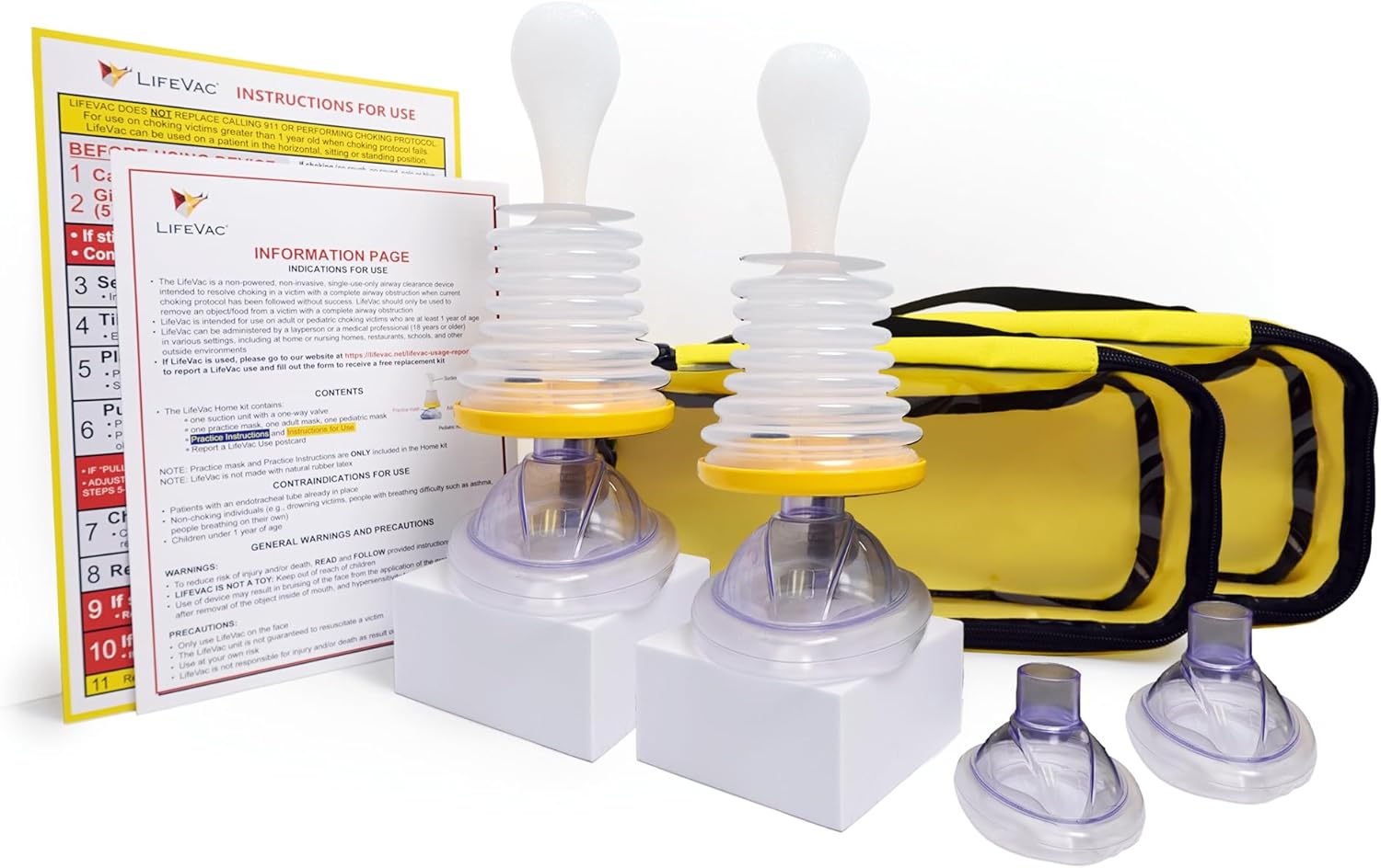 LifeVac Yellow Travel Kit 2 Pack - Portable Suction Rescue Device, First Aid Kit for Kids and Adults, Portable Airway Suction Device for Children and Adults