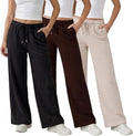 Common Stitch 3 Pack Wide Leg Fleece Lounge Sweatpants for Women — Deep Pockets, Relaxed Fit, Elastic Drawstring Waist